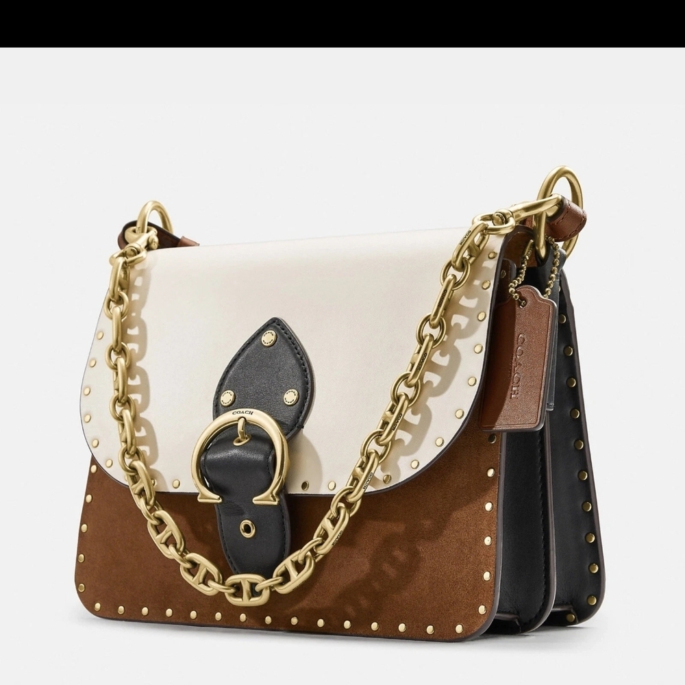 Coach Tan and Cream Leather Shoulder Bag